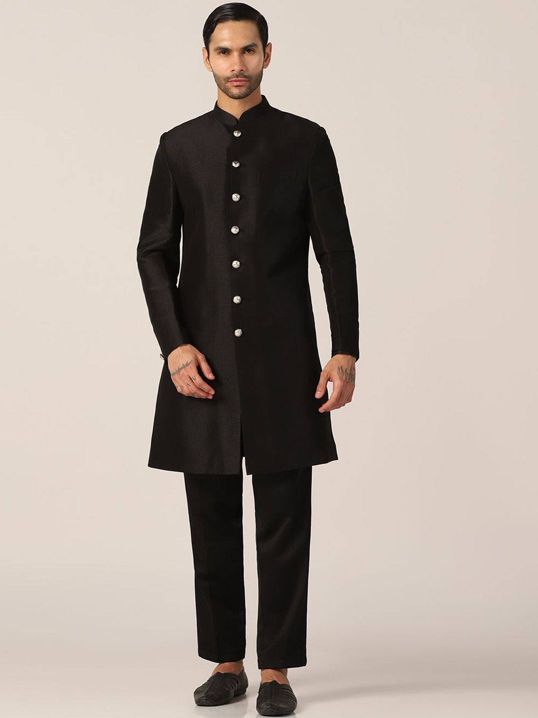 TAHVO Mandarin Collar Sherwani Set-image-41