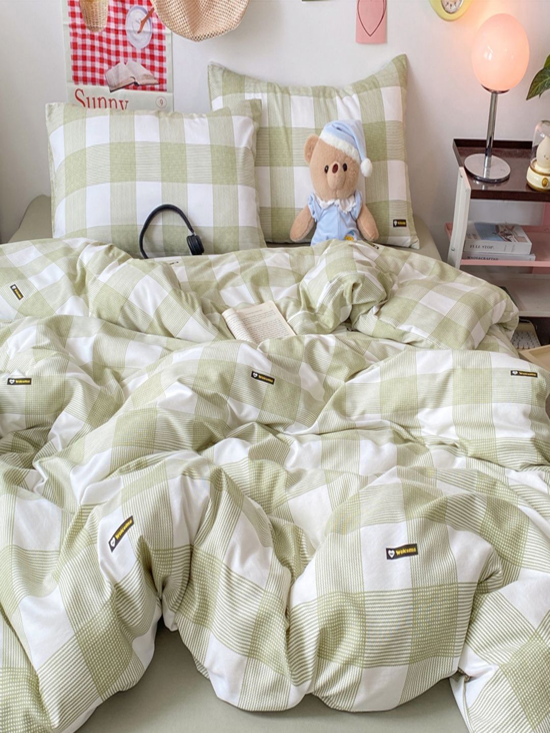 JC HOME Green Polycotton Double King Regular Bedding Set-image-6