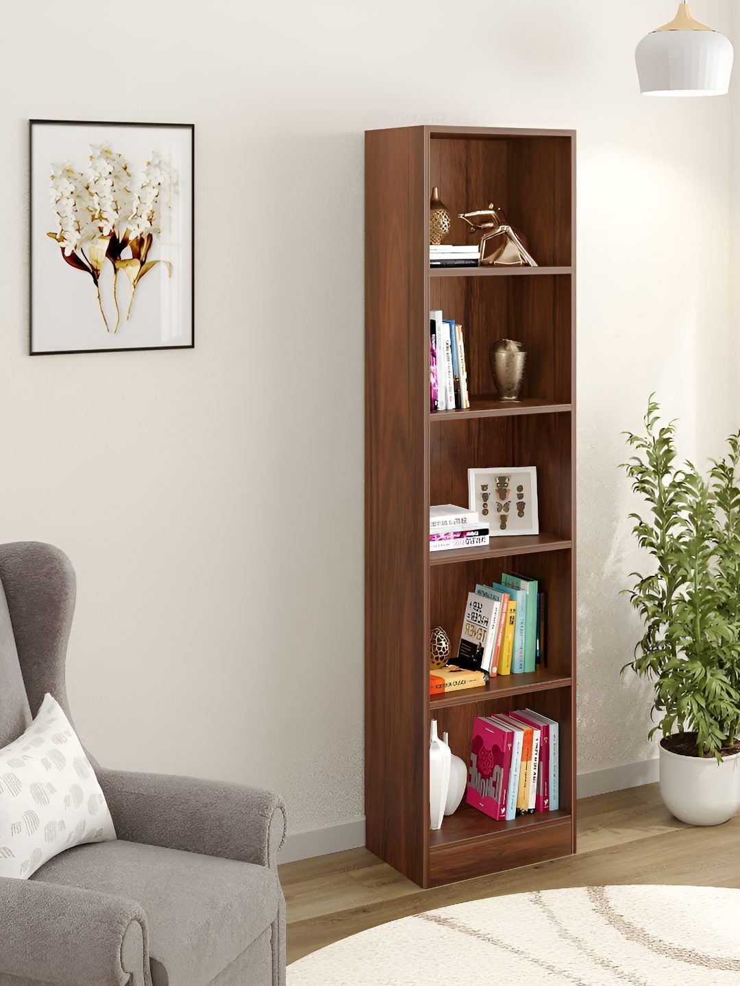 bluewud Brown 5 Tier BookShelf