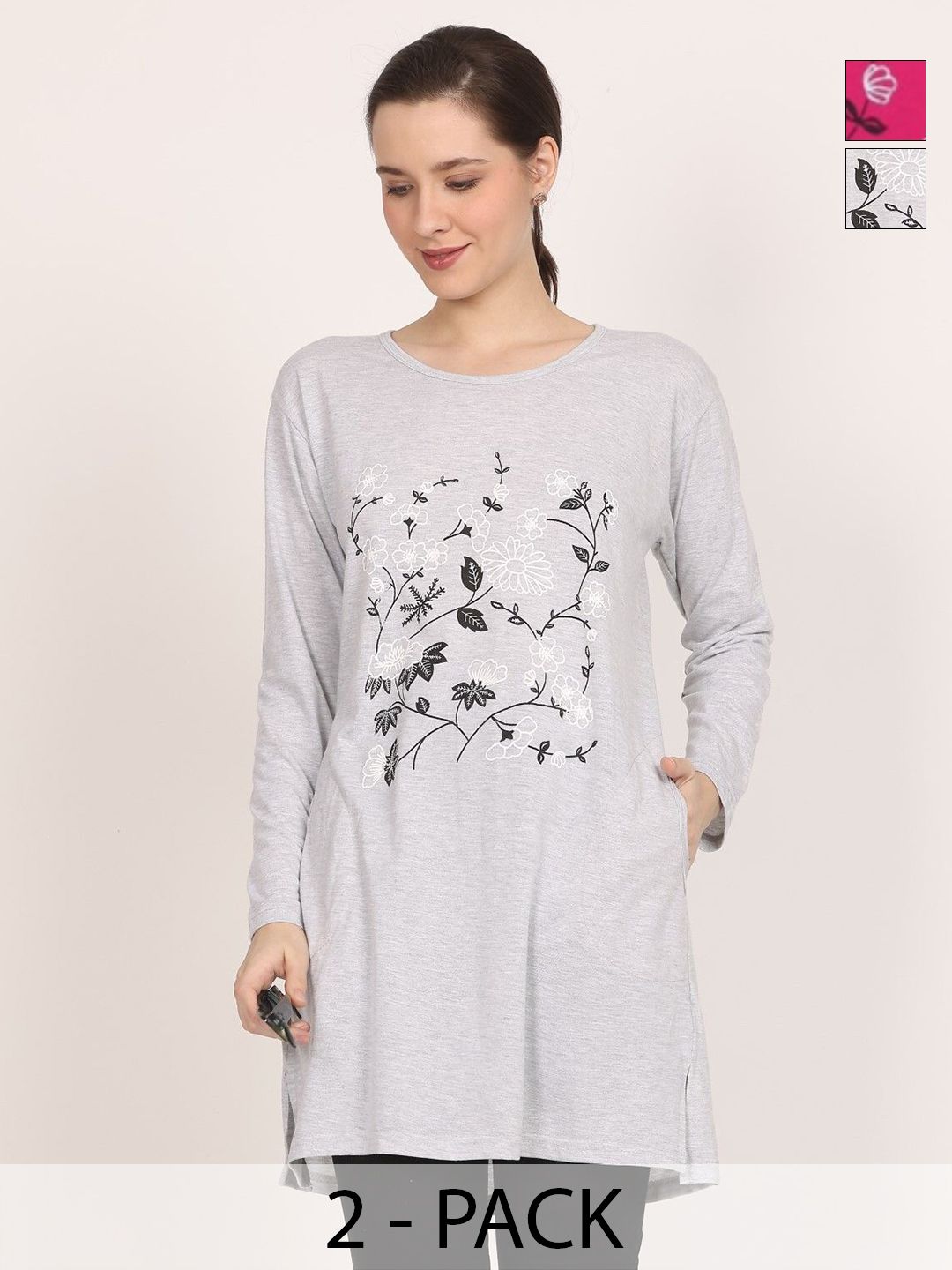 DDASPRATION Women Floral Printed Embellished Oversized T-shirt-picture-37