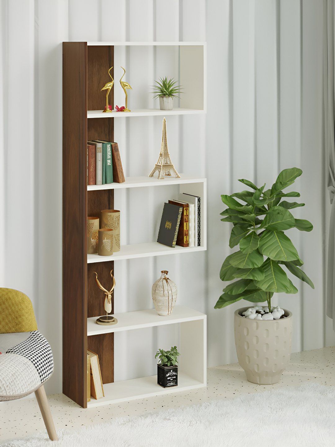 bluewud Brown 5 Tier BookShelf