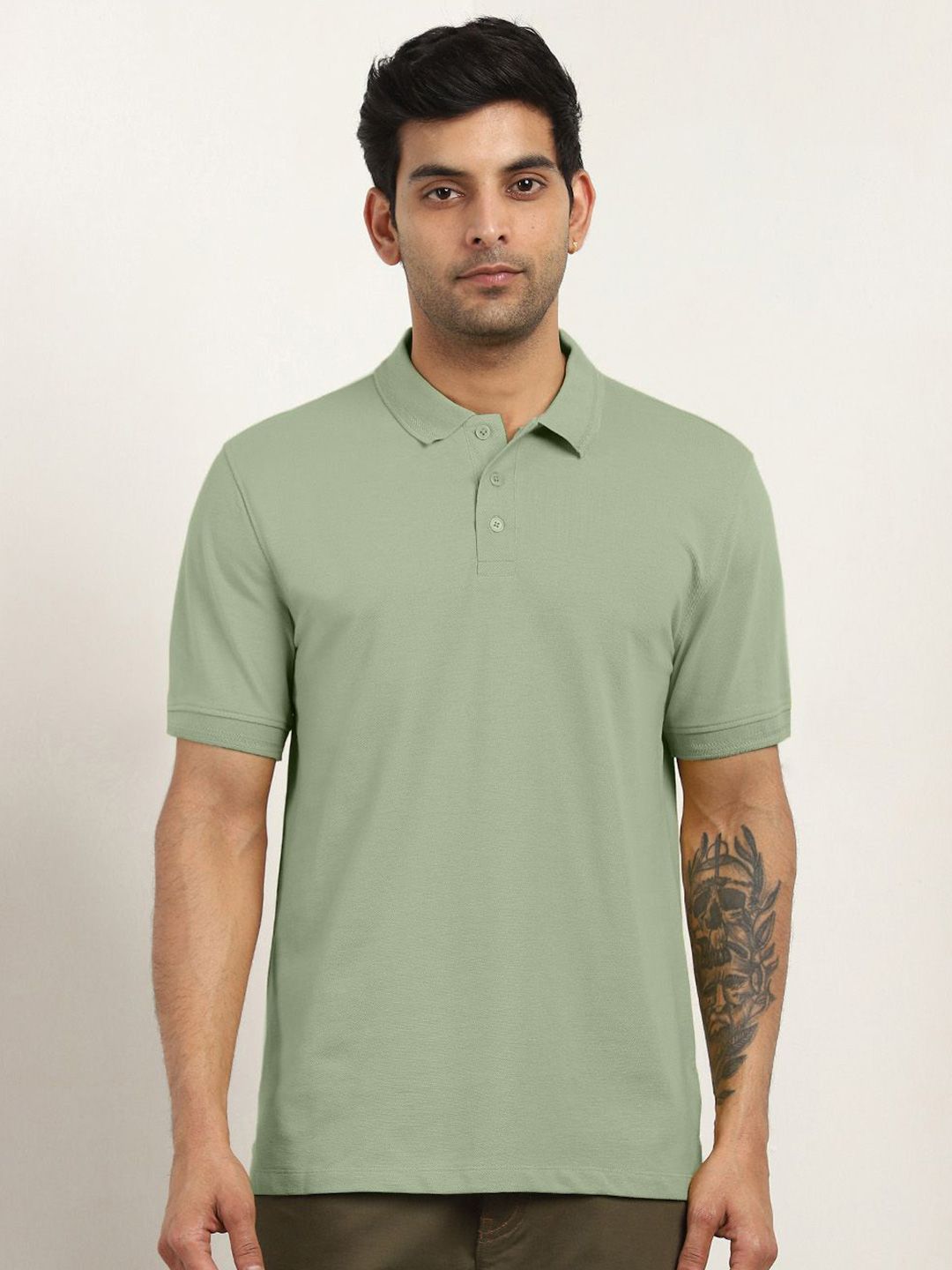NOBERO Men Solid Polo Collar Cotton T-shirt-picture-29