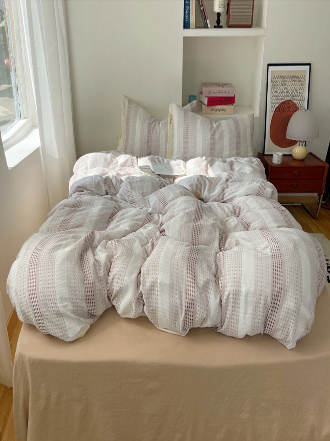 JC HOME Khaki Polycotton Double Extra Large Regular Bedding Set-image-9
