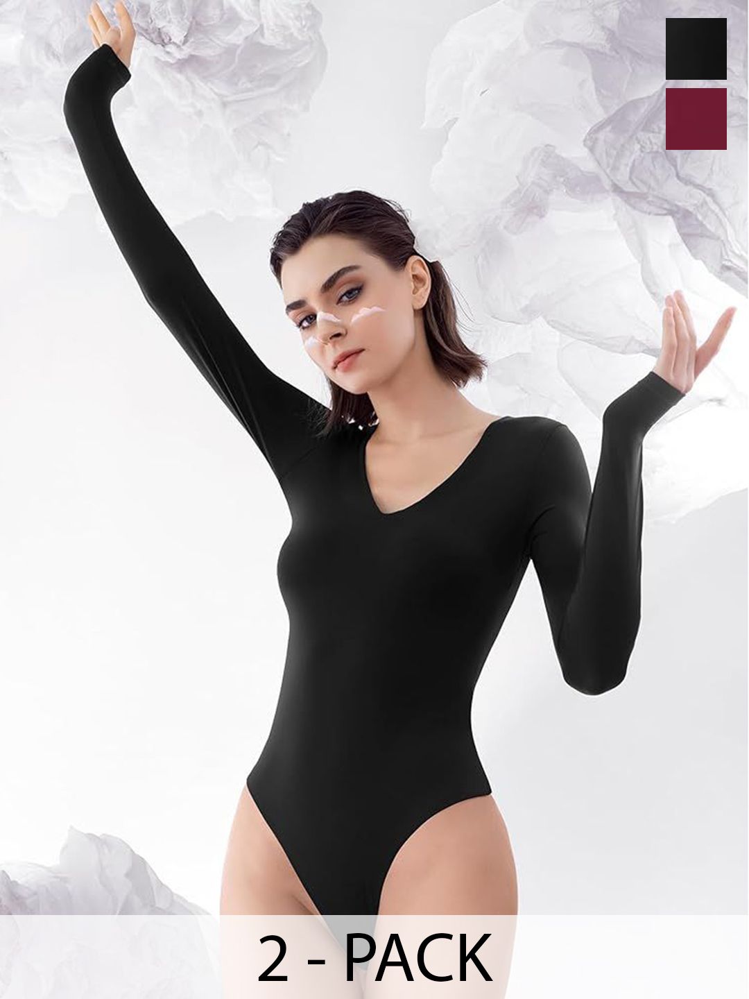 ZEROZABAR Pack Of 2 Ribbed V-Neck Bodysuit-picture-24