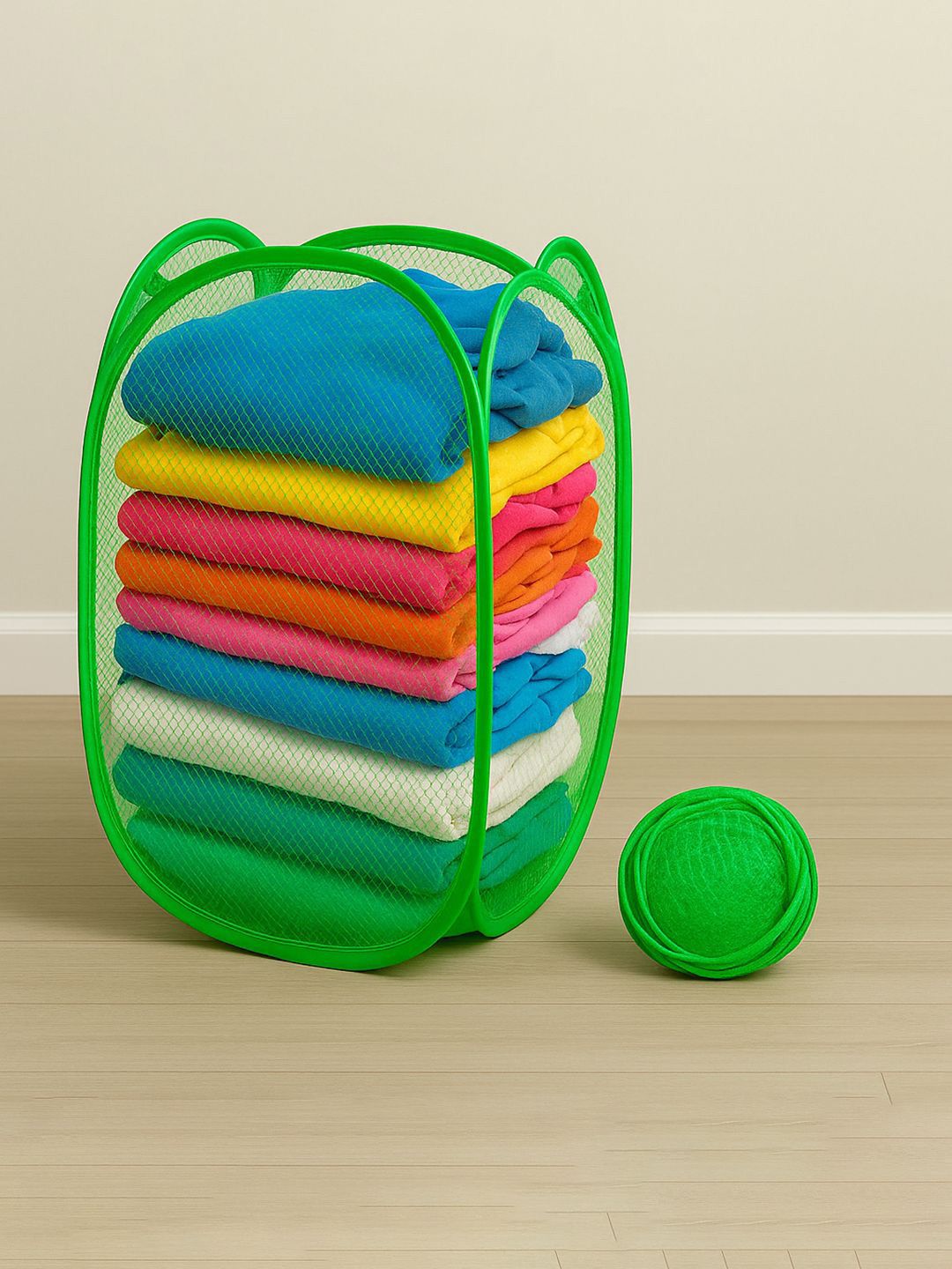 Kuber Industries 1 Pcs Green Mesh Laundry Basket 20 L-image-35