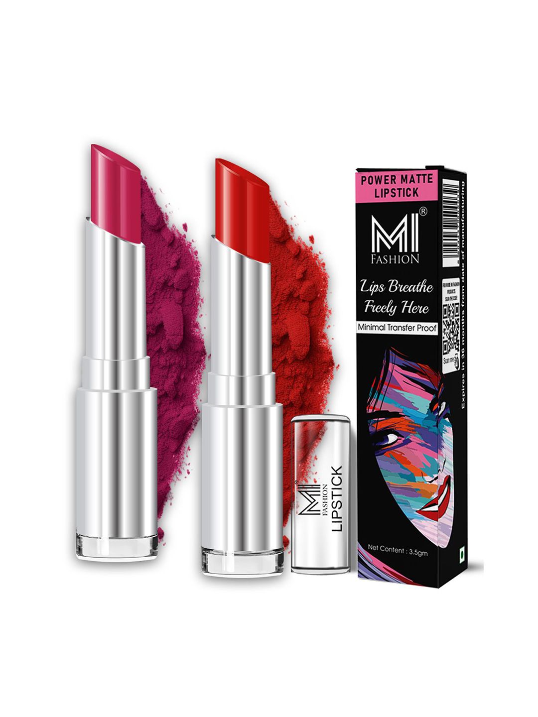 MI FASHION Set Of 2 Creamy Matte Long Lasting Lipstick - Deep Magenta 01 -Red Wine 09-picture-28