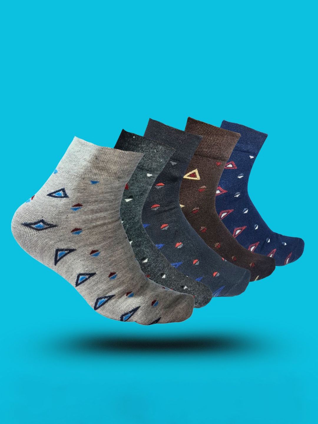 MJE 5-Pcs Patterned Cotton Ankle Length Socks-picture-28