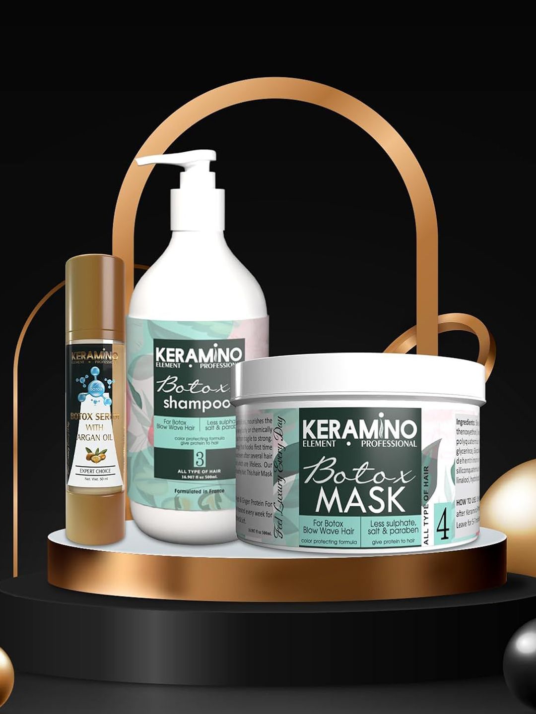 KERAMINO ELEMENT.PROFESSIONAL Botoxx Shampoo & Hair Mask - 500 ml Each & Serum - 50 ml-image-33