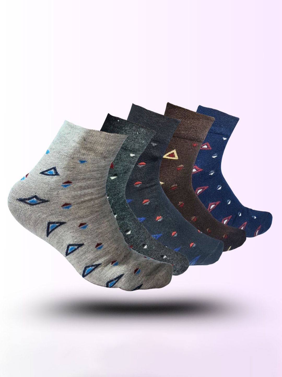 MJE 5-Pcs Patterned Cotton Ankle Length Socks-picture-22
