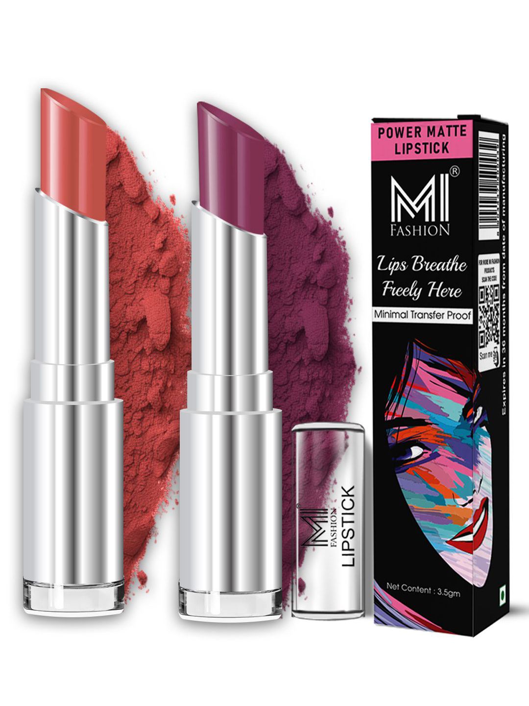MI FASHION Set Of 2 Creamy Matte Bullet Lipstick - 3.5 g Each - Dark Rose - Wine Burgundy-picture-24