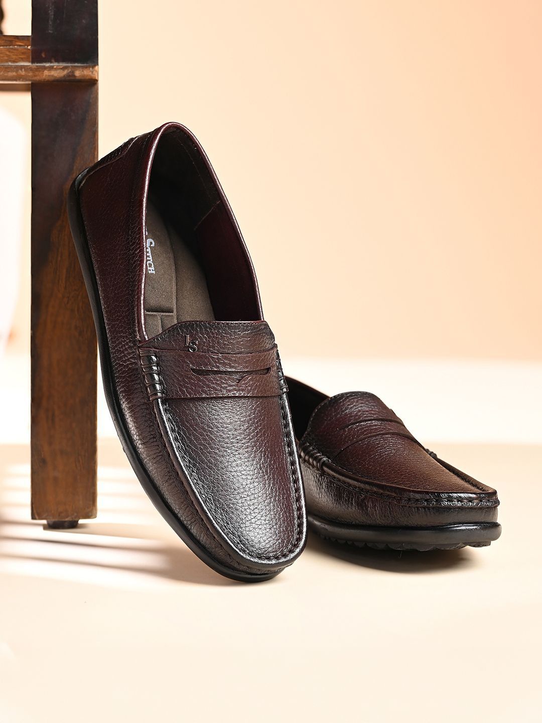 LOUIS STITCH Men Brunette Italian Milled Leather Formal Loafers-picture-27
