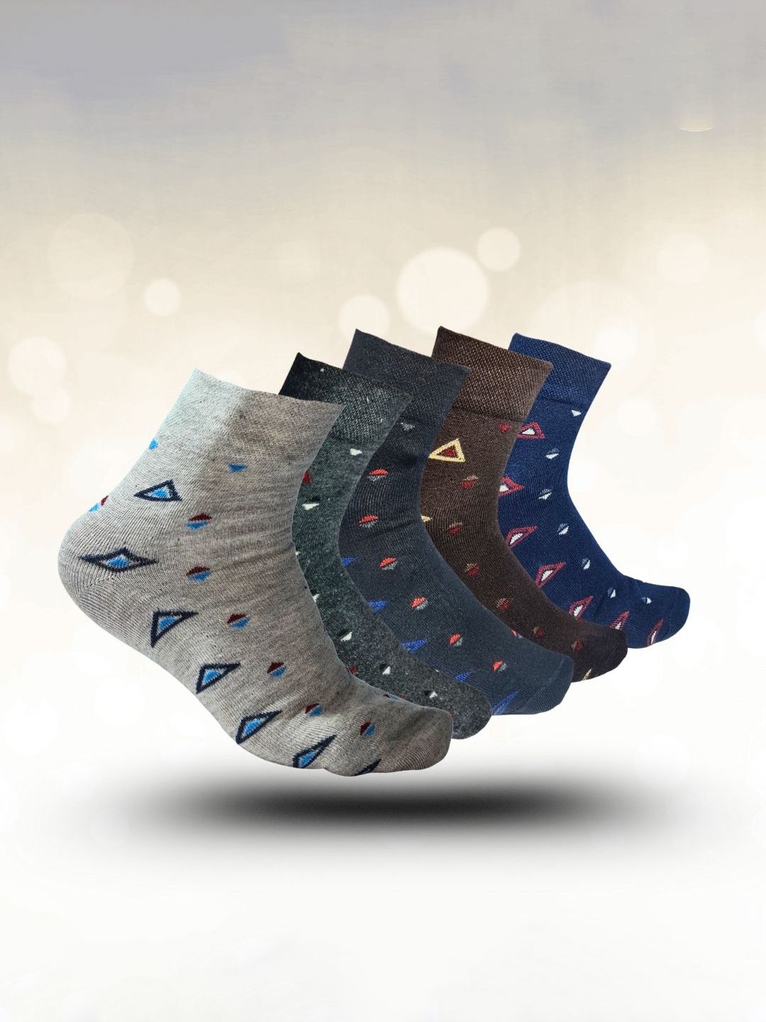 MJE 5-Pcs Patterned Cotton Ankle Length Socks-picture-36