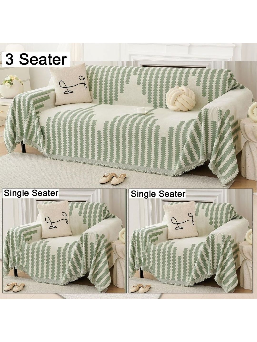 The Furnishing Tree Green Polyester Sofa Covers With Arms-picture-17