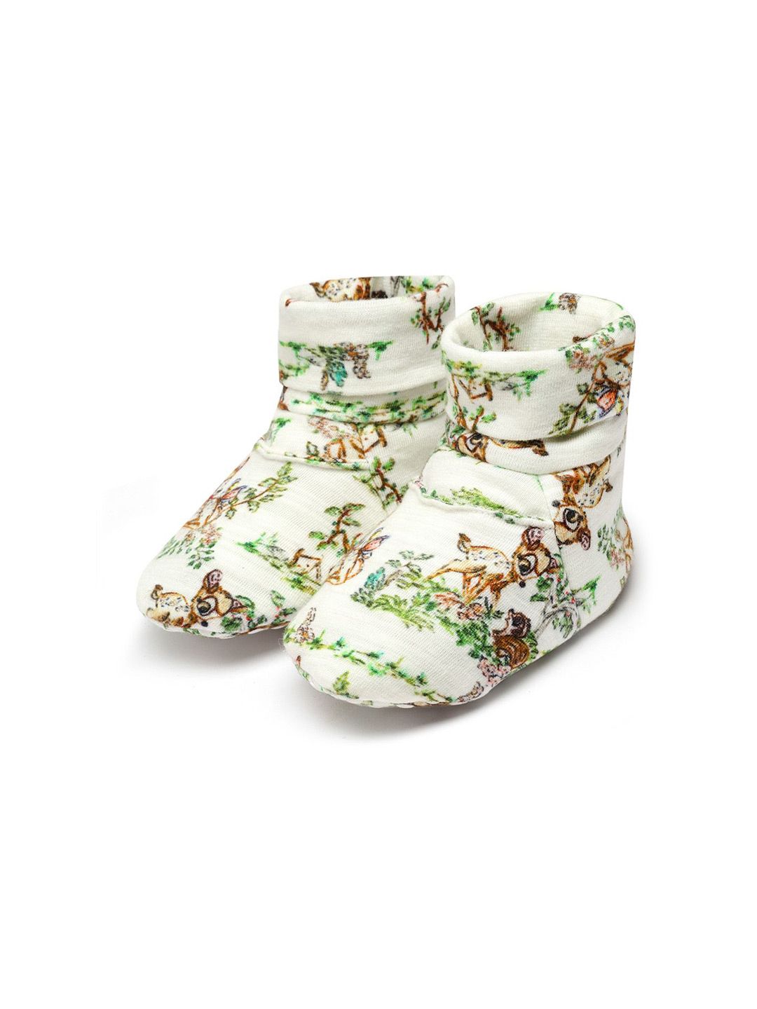 THE BABY TRUNK Girls Infant Bambi Print Organic Cotton Booties-picture-15