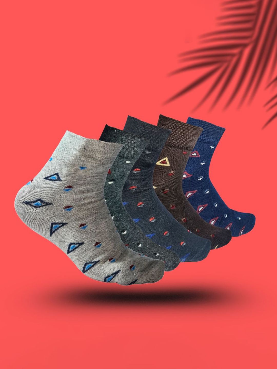 MJE 5-Pcs Patterned Cotton Ankle Length Socks-picture-16