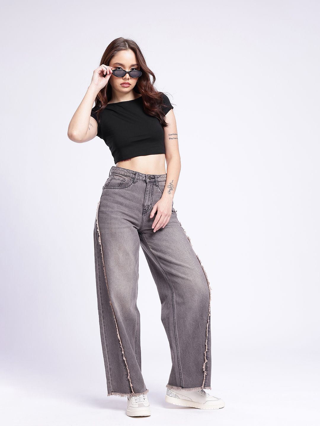 Glitchez Solid Styled Back Crop Top view 2