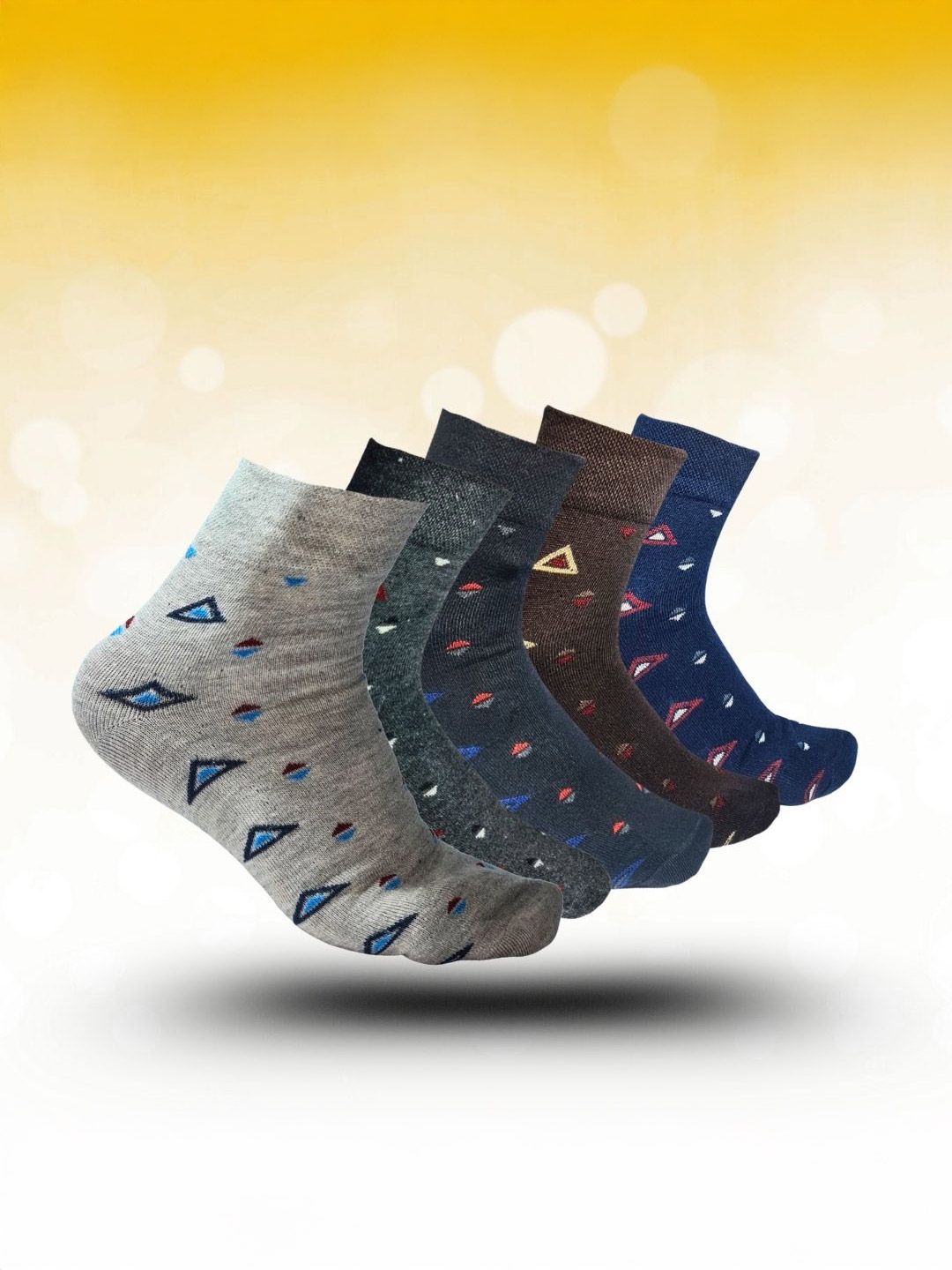 MJE 5-Pcs Patterned Cotton Ankle Length Socks-picture-38