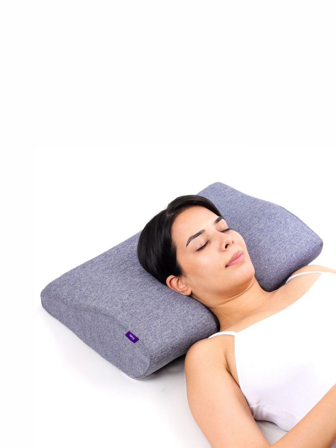 FRIDO Blue Memory Foam Filled Faux Velvet Breathable Sleep Pillow-picture-32