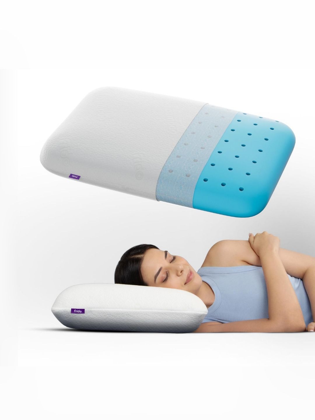 FRIDO White Memory Foam Filled Faux Velvet Ultra Soft Sleep Pillow-picture-46