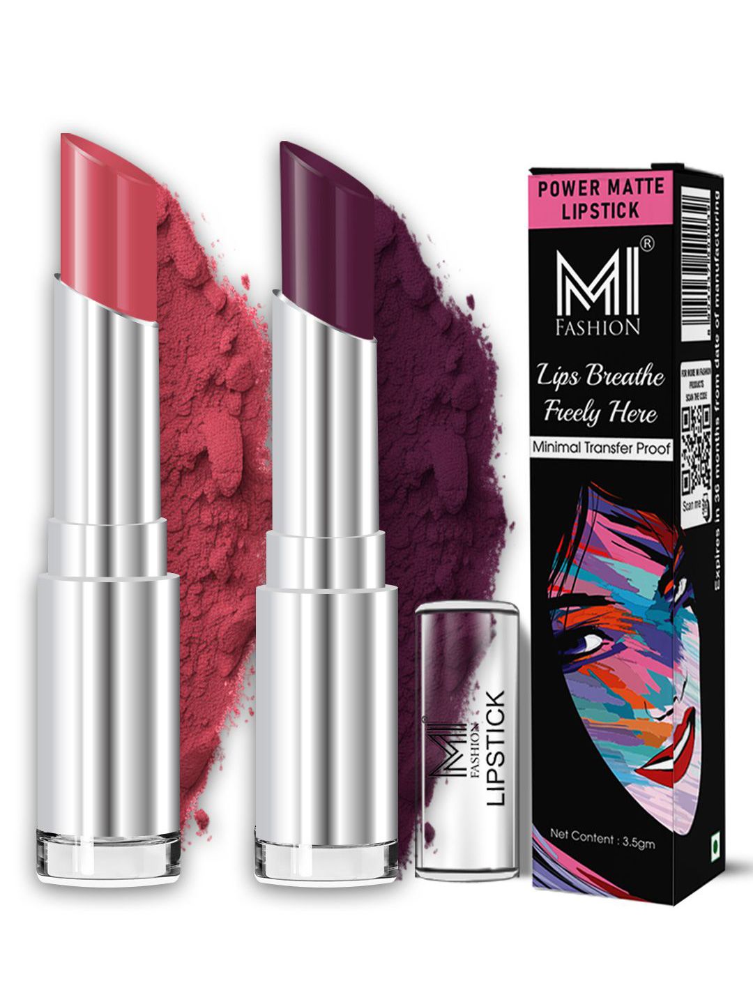 MI FASHION Set Of 2 Creamy Matte Bullet Lipstick - 3.5 g Each - Deep Rose - Wine-picture-20