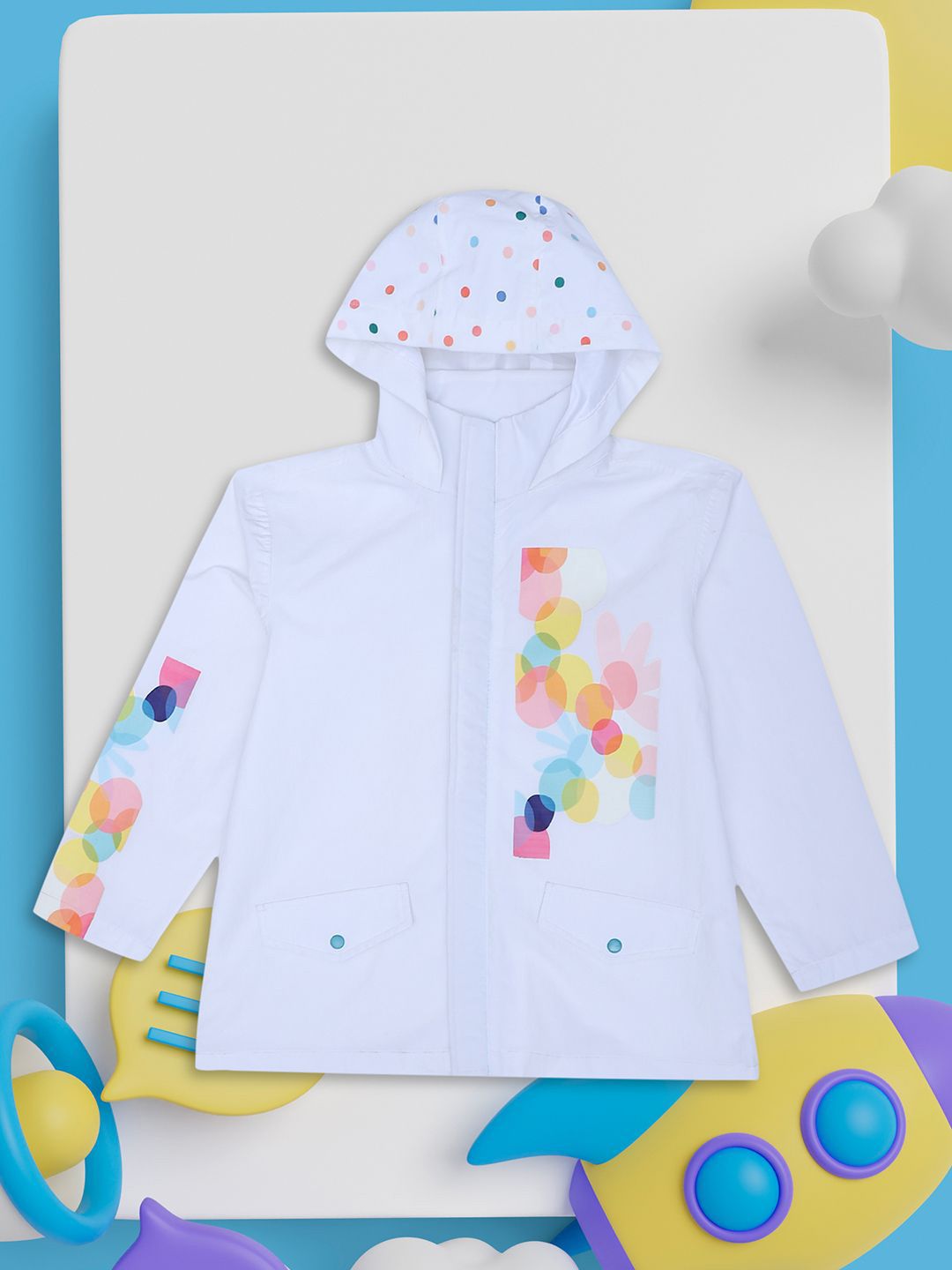 HOUSE OF VEDAS Kids Printed Waterproof Rain Jacket With Hood-picture-25