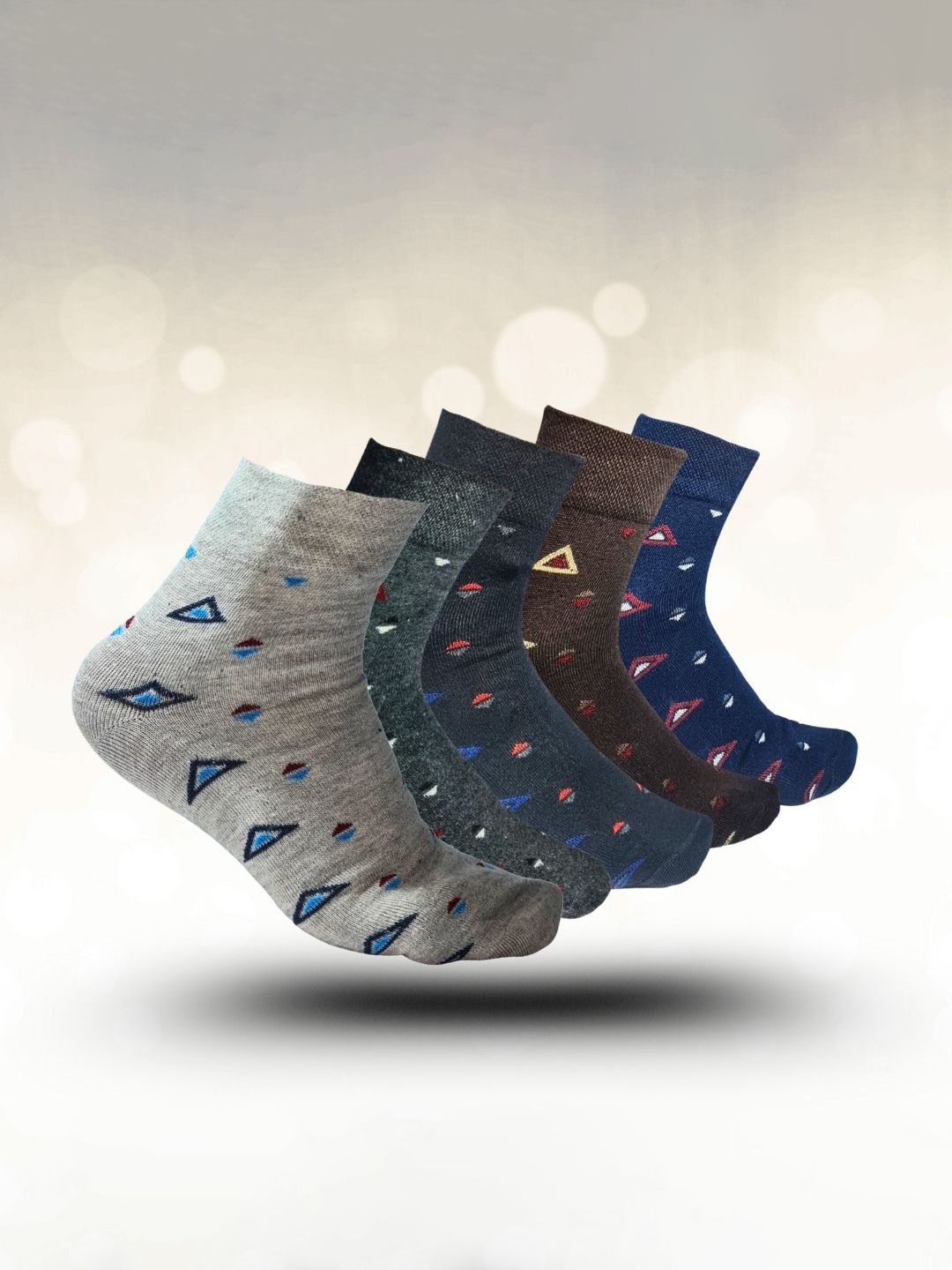 MJE 5-Pcs Patterned Cotton Ankle Length Socks-picture-40