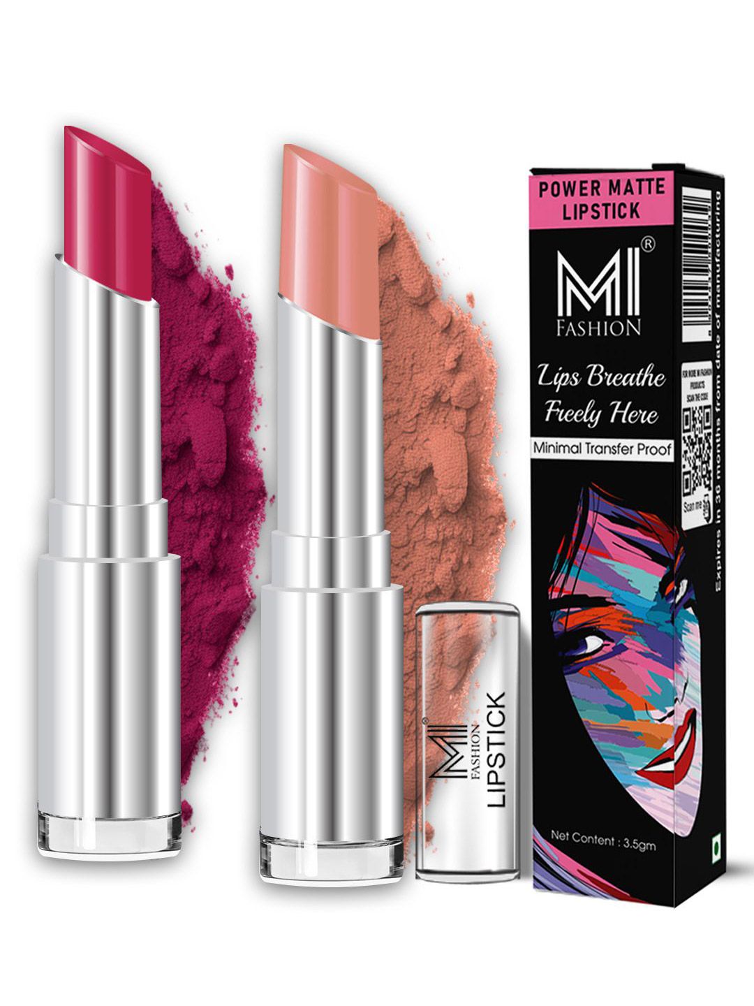 MI FASHION Set Of 2 Creamy Matte Long Lasting Lipstick Deep Magenta 01 Nude Tude 25-picture-39