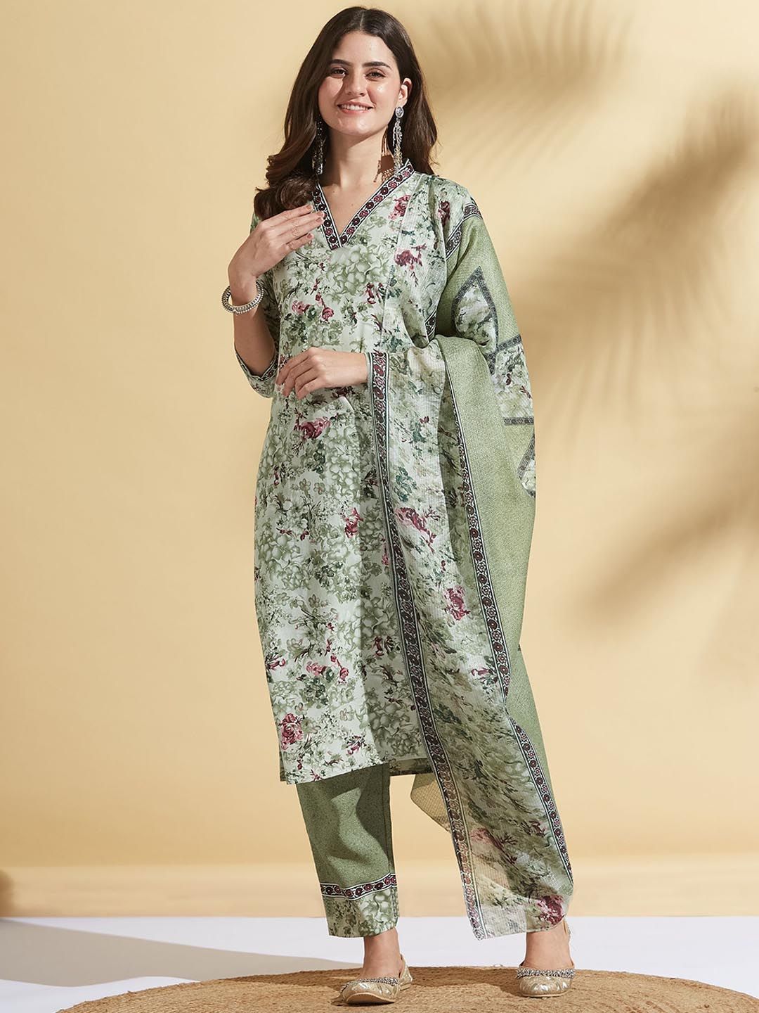 Moda Rapido Women Floral Printed Regular Kurta with Trousers  With Dupatta