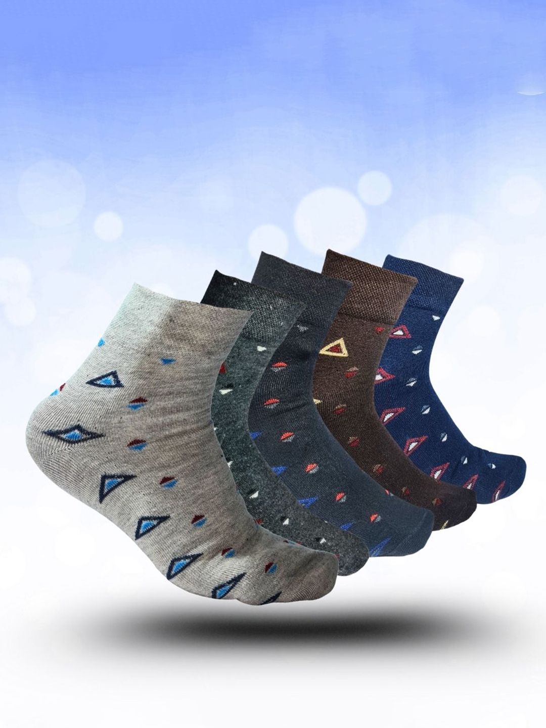 MJE 5-Pcs Patterned Cotton Ankle Length Socks-picture-23