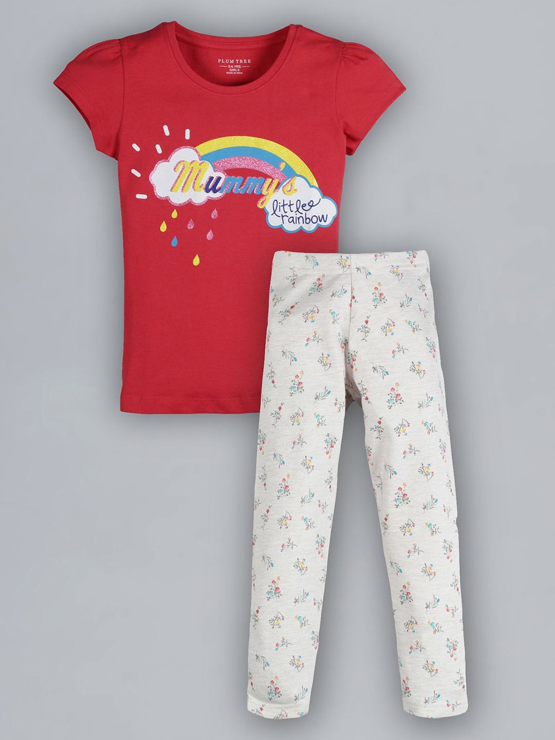 PLUM TREE Girls Printed Pure Cotton T-shirt With Leggings-picture-24