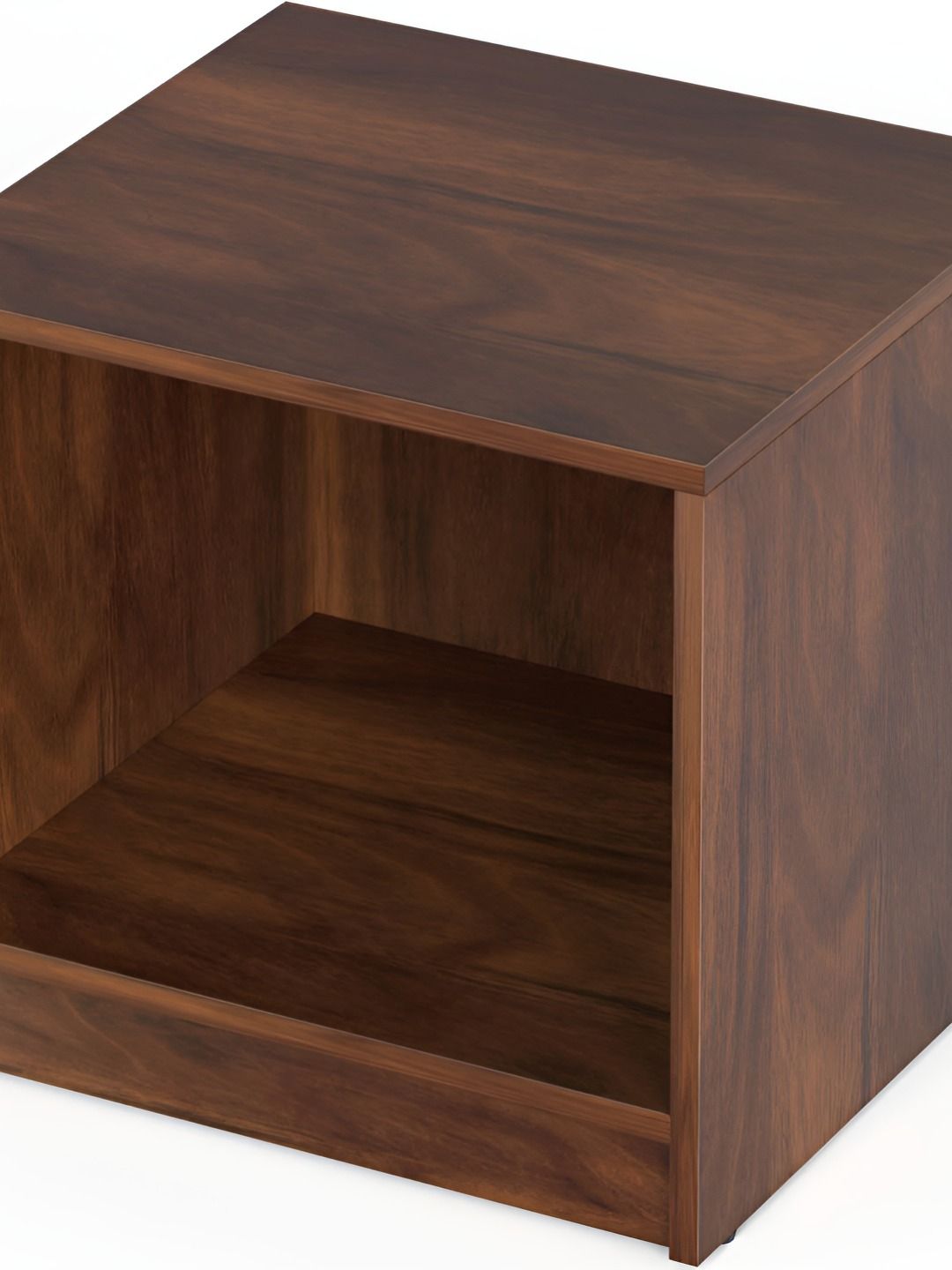 bluewud Oliver Brown Wooden Rectangle Bedside Table