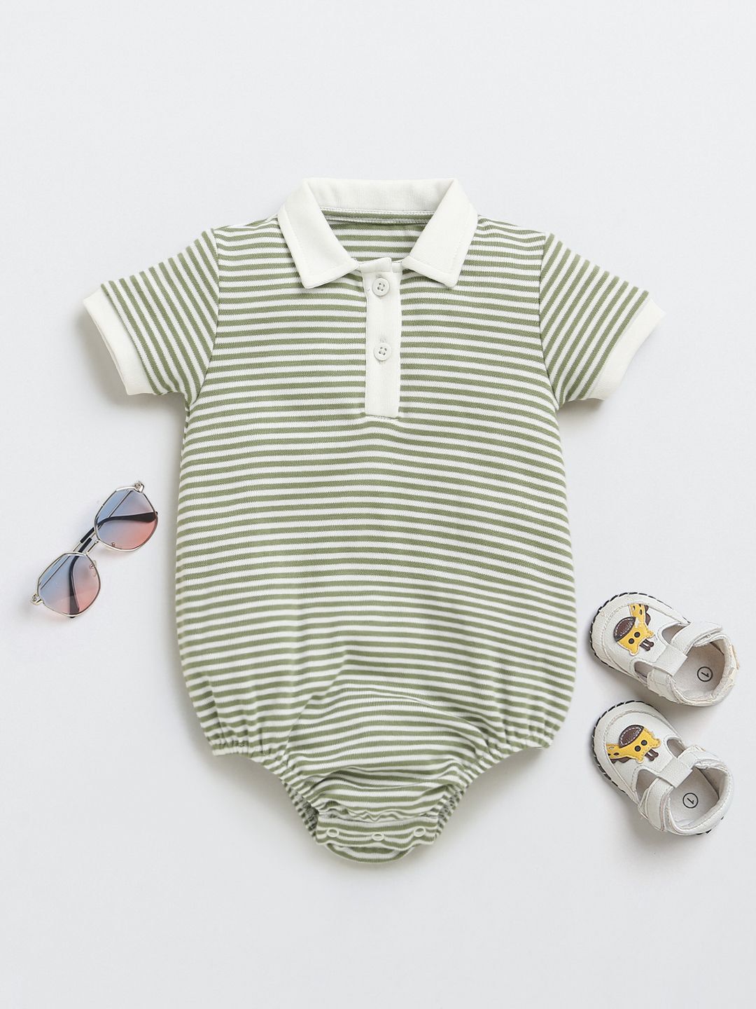 Nino Bambino Infant Girls Striped Organic Cotton Bodysuit-picture-25