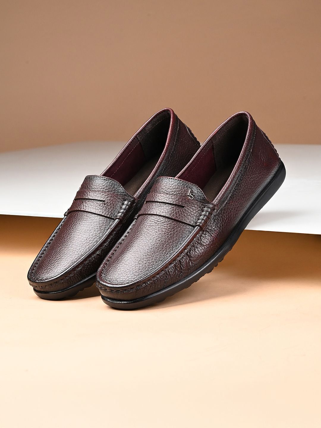 LOUIS STITCH Men Brunette Italian Milled Leather Formal Loafers-picture-12