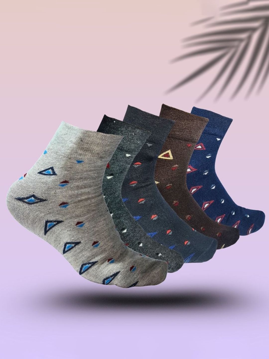 MJE 5-Pcs Patterned Cotton Ankle Length Socks-picture-13