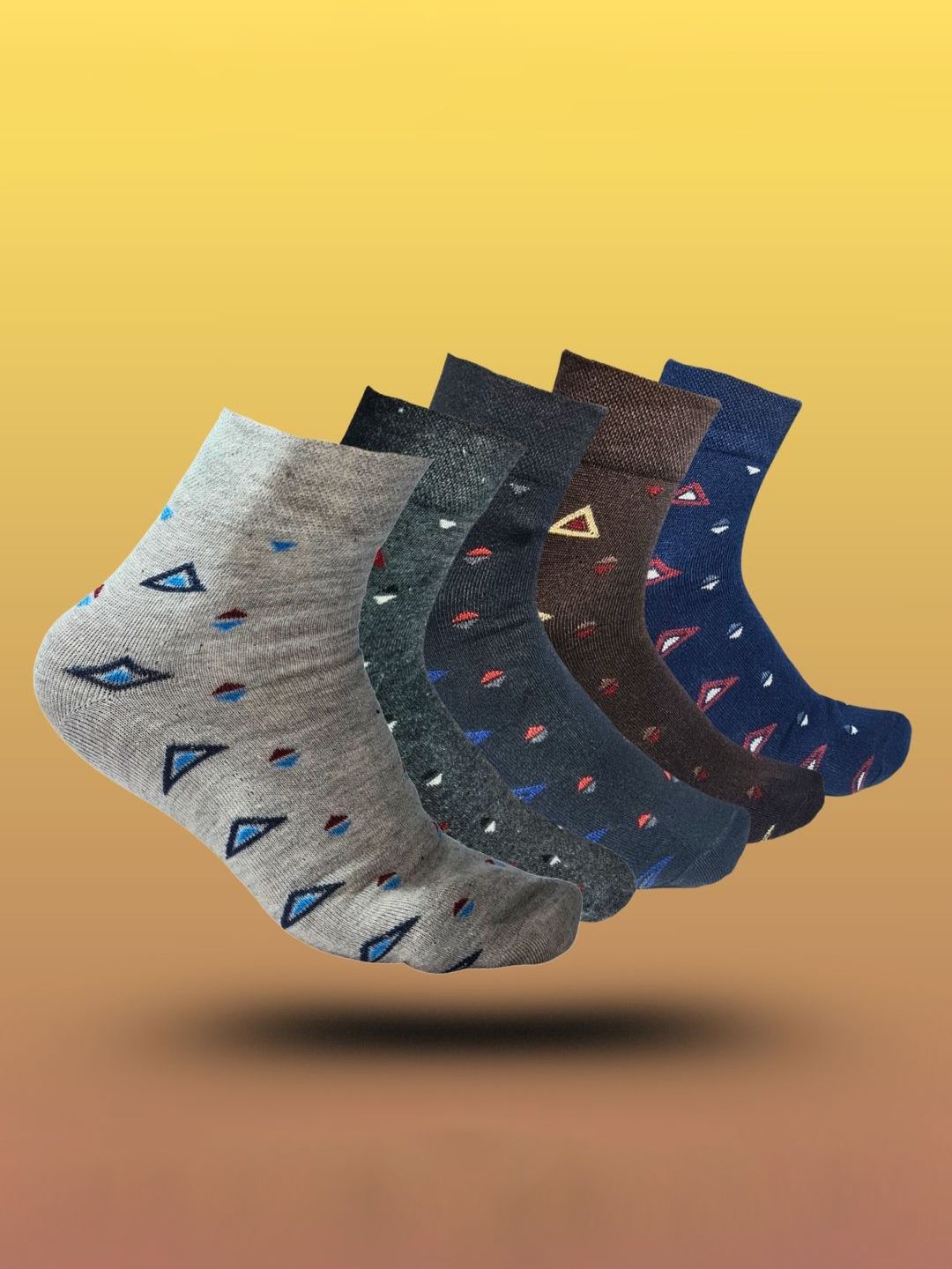 MJE 5-Pcs Patterned Cotton Ankle Length Socks-picture-24