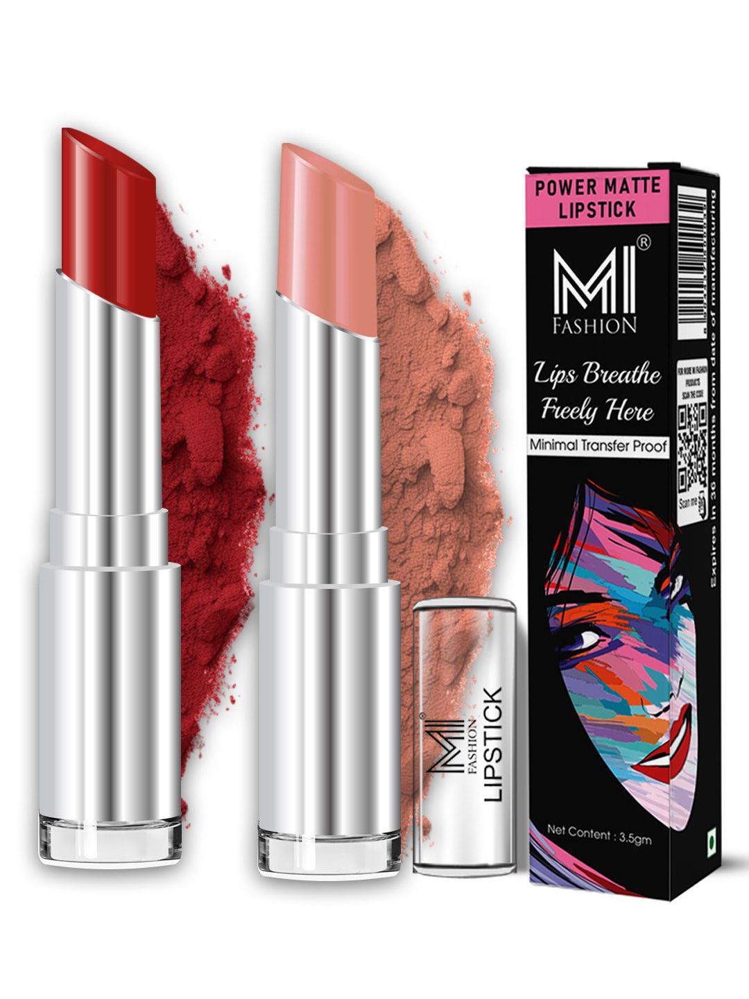 MI FASHION Set Of 2 Creamy Matte Bullet Lipstick - 3.5 g Each - Cherrywood & Nude Tude-picture-18