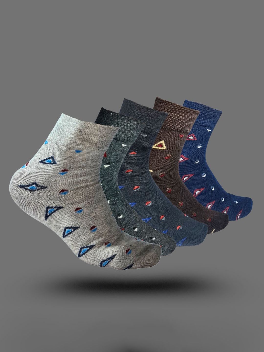 MJE 5-Pcs Patterned Cotton Ankle Length Socks-picture-49