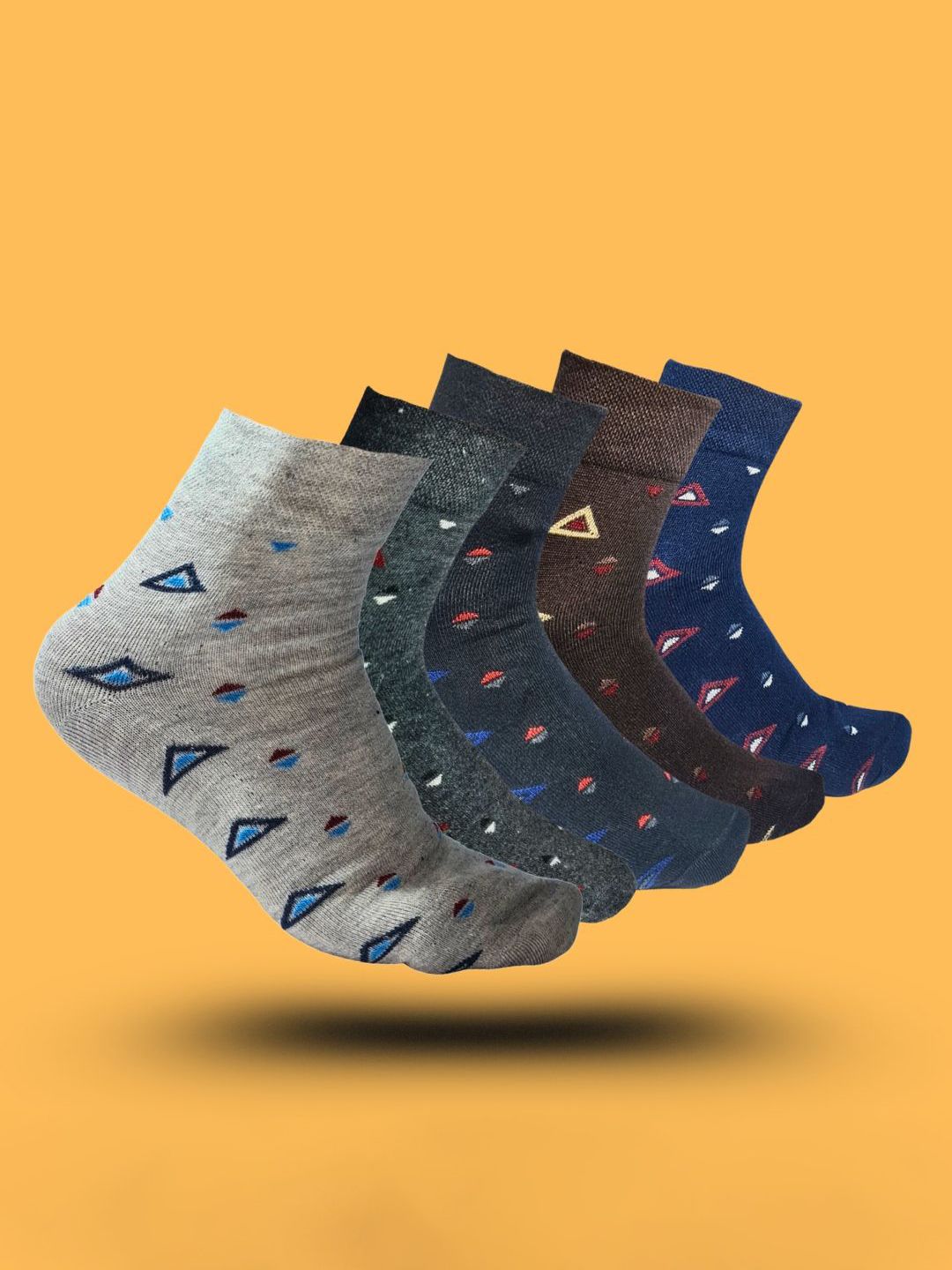 MJE 5-Pcs Patterned Cotton Ankle Length Socks-picture-29