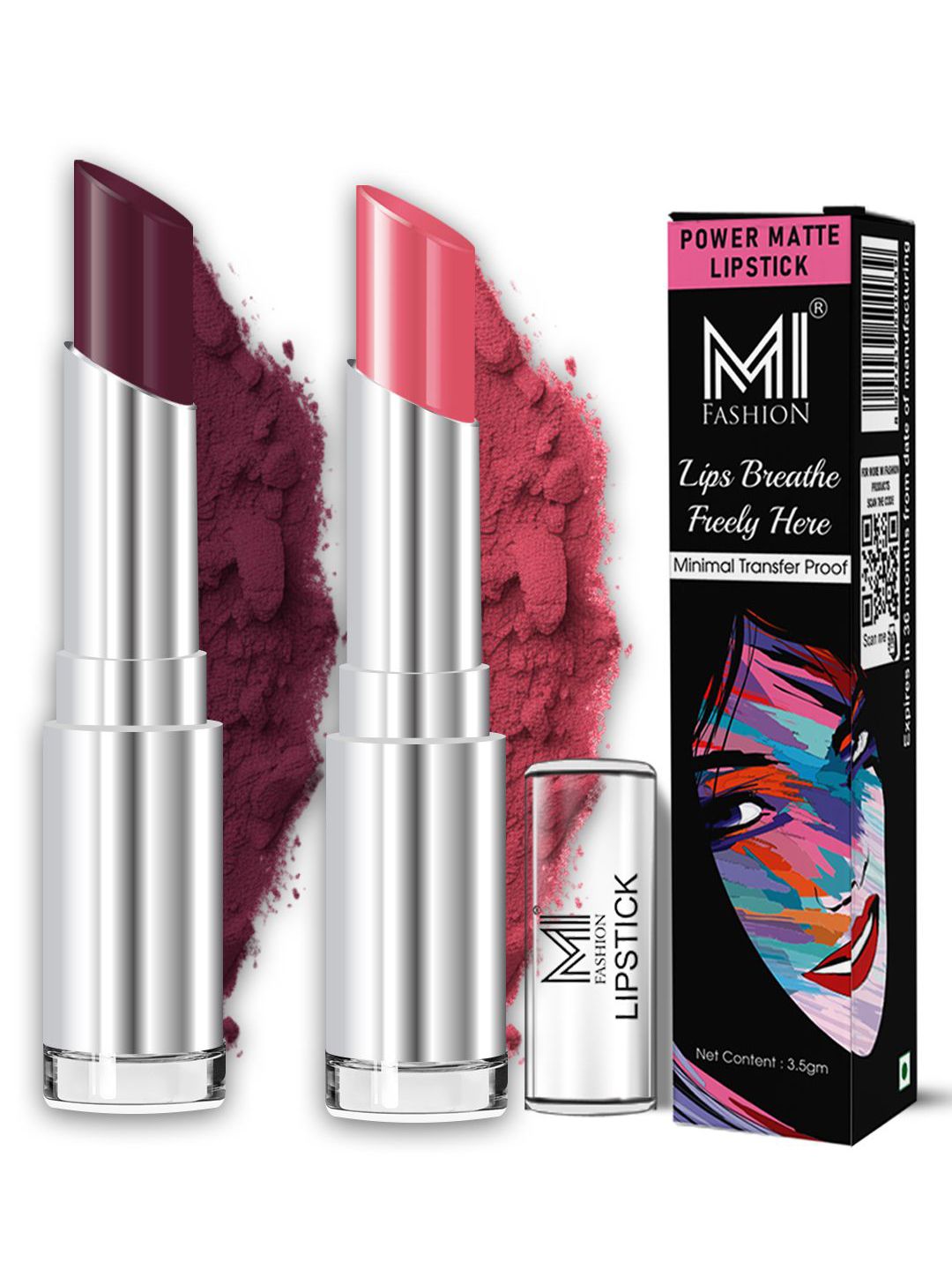 MI FASHION Set Of 2 Ultra Smooth Matte Bullet Lipstick - 3.5 g Each -Maroon Glaze -Peach-picture-34