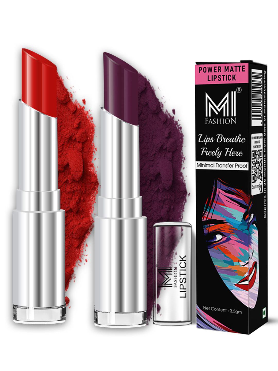 MI FASHION Set Of 2 Creamy Matte Bullet Lipstick -Red Wine - Wine-picture-36