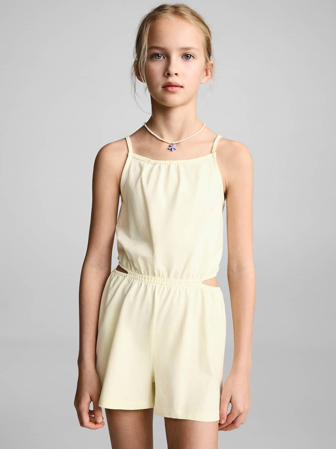 Mango Kids Girls Pleated Pure Cotton Playsuit with Cut-out Detail-picture-21