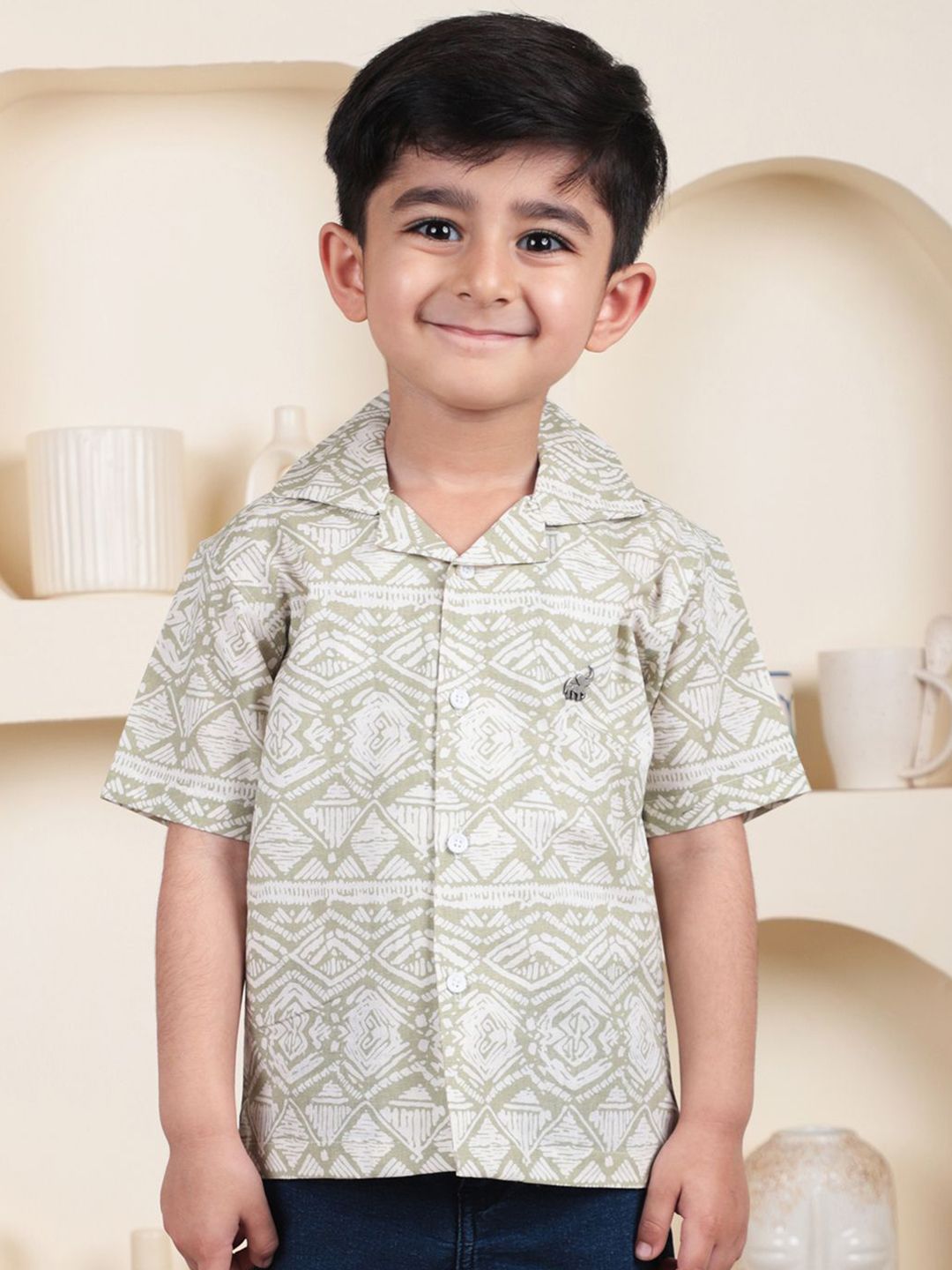 Polka Tots Boys Printed Cotton Casual Shirt-picture-38