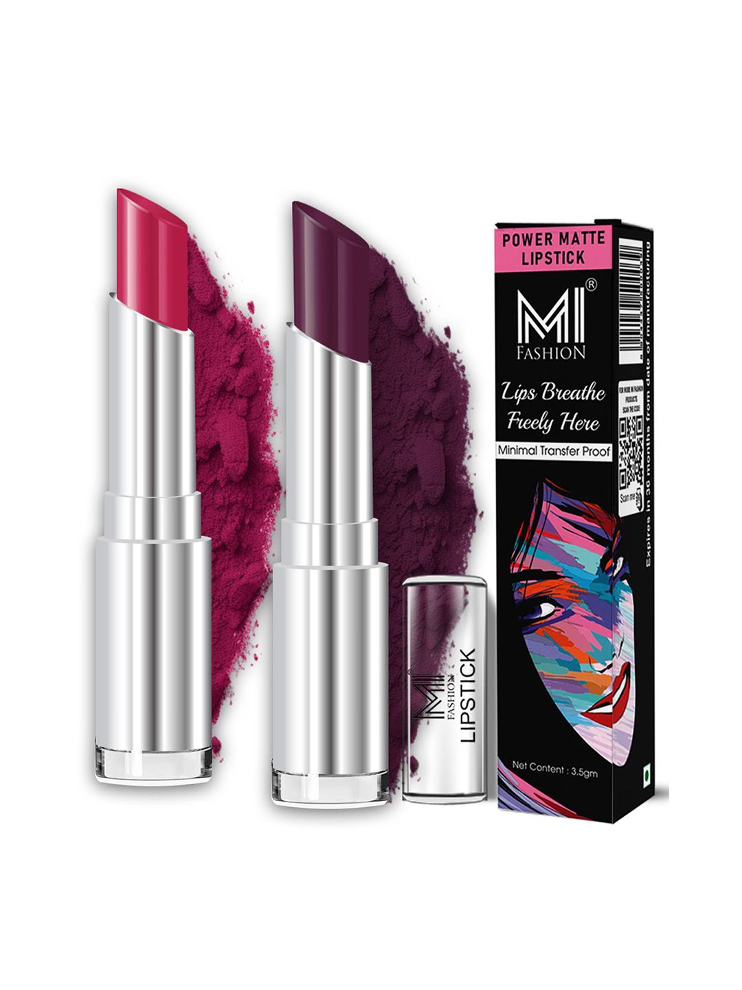MI FASHION Set Of 2 Creamy Matte Bullet Lipstick - 3.5 g Each - Deep Magenta - Wine-picture-14