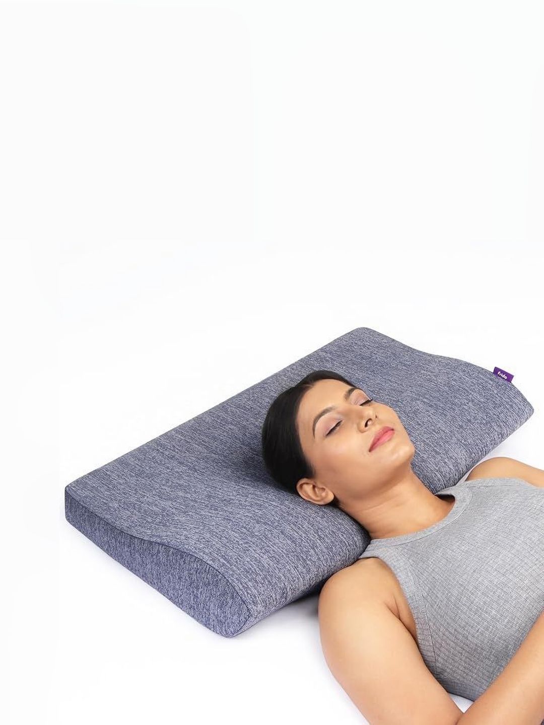 FRIDO Blue Memory Foam Filled Faux Velvet Breathable Sleep Pillow-picture-41