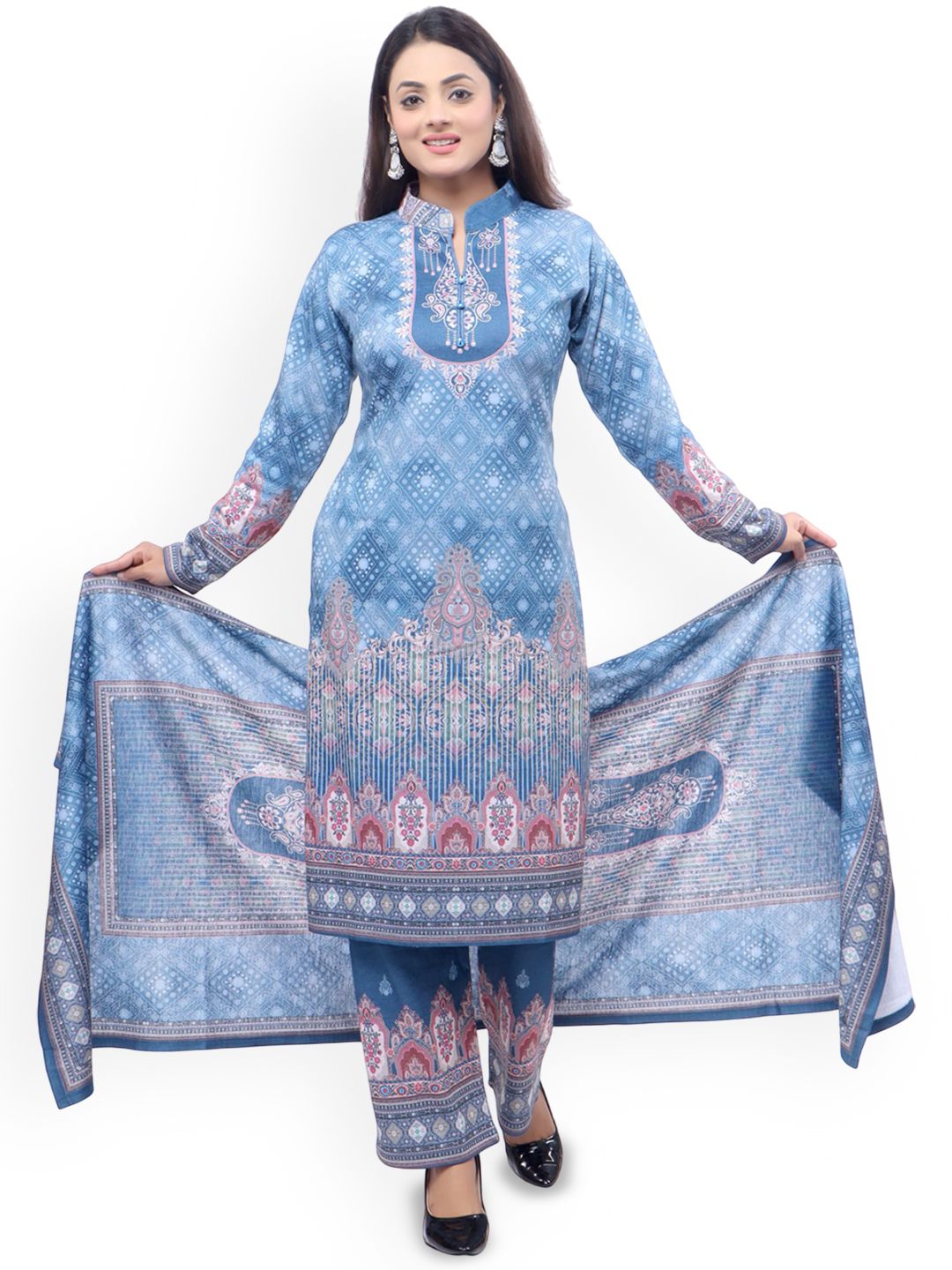 WOOL 4U Women Ethnic Motifs Printed Kurta with Palazzos & Dupatta