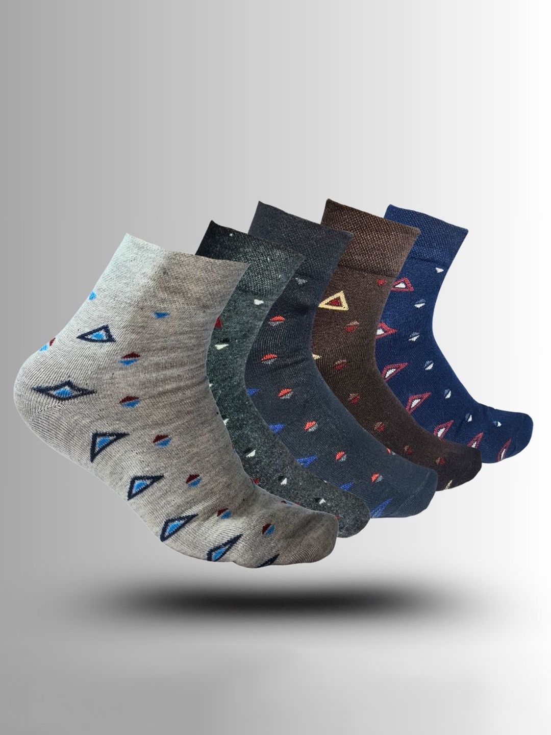 MJE 5-Pcs Patterned Cotton Ankle Length Socks-picture-33