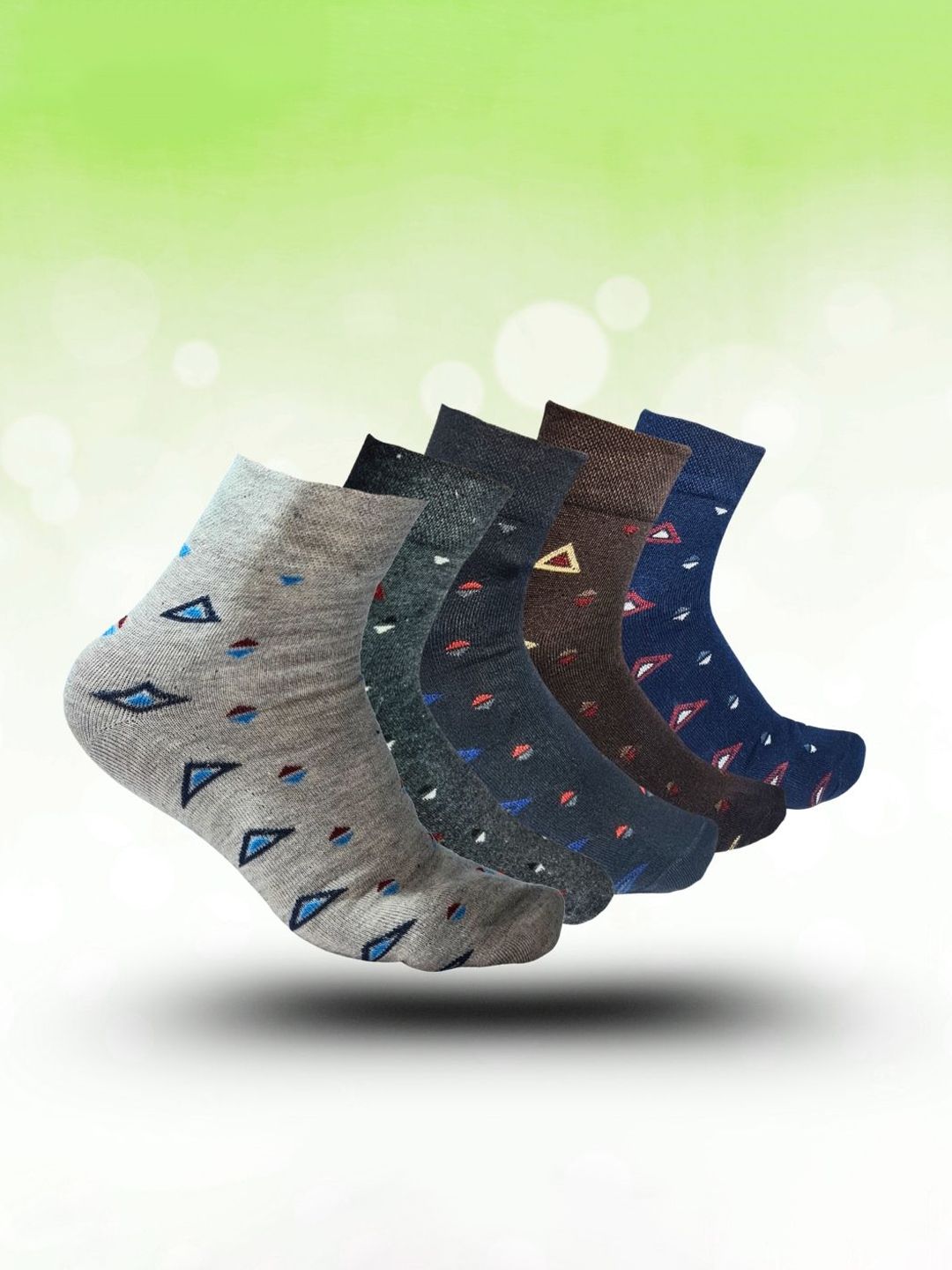 MJE 5-Pcs Patterned Cotton Ankle Length Socks-picture-35