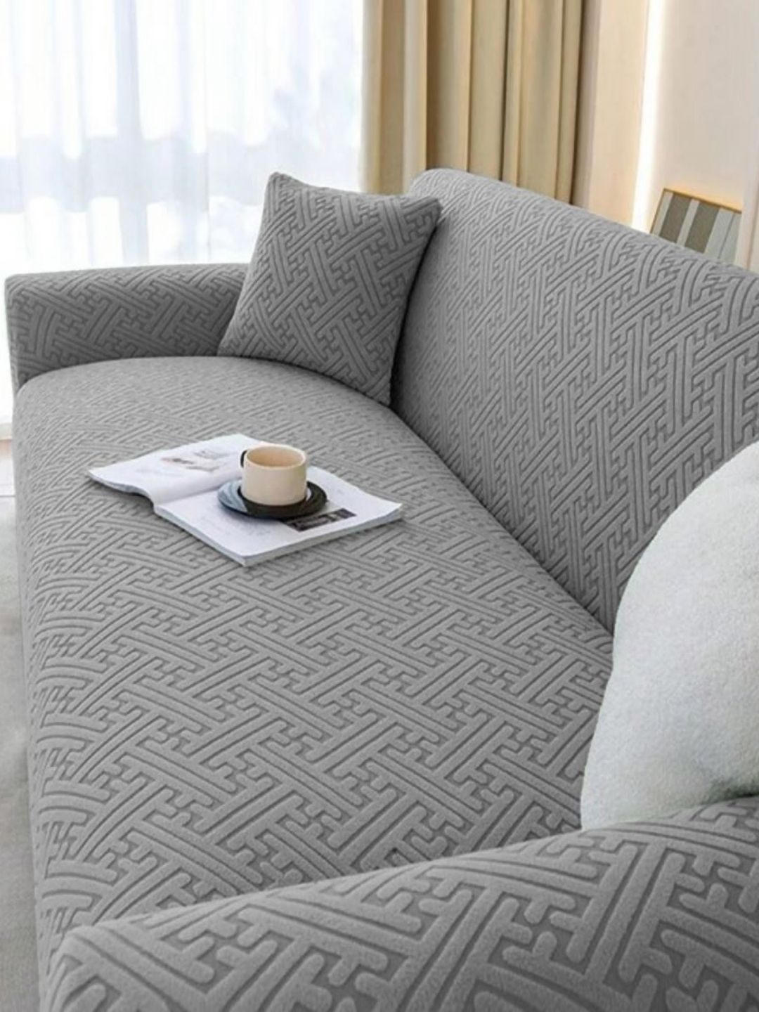 The Furnishing Tree Grey Polyester Sofa Covers With Arms-picture-11