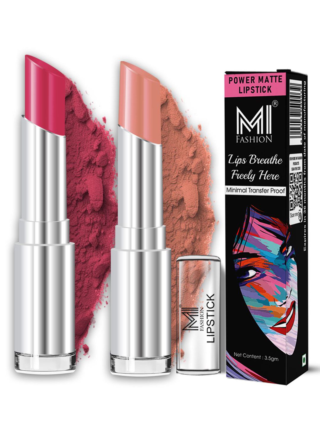 MI FASHION Set Of 2 Creamy Matte Bullet Lipstick - 3.5 g Each - Purple Peach - Nude Tude-picture-25