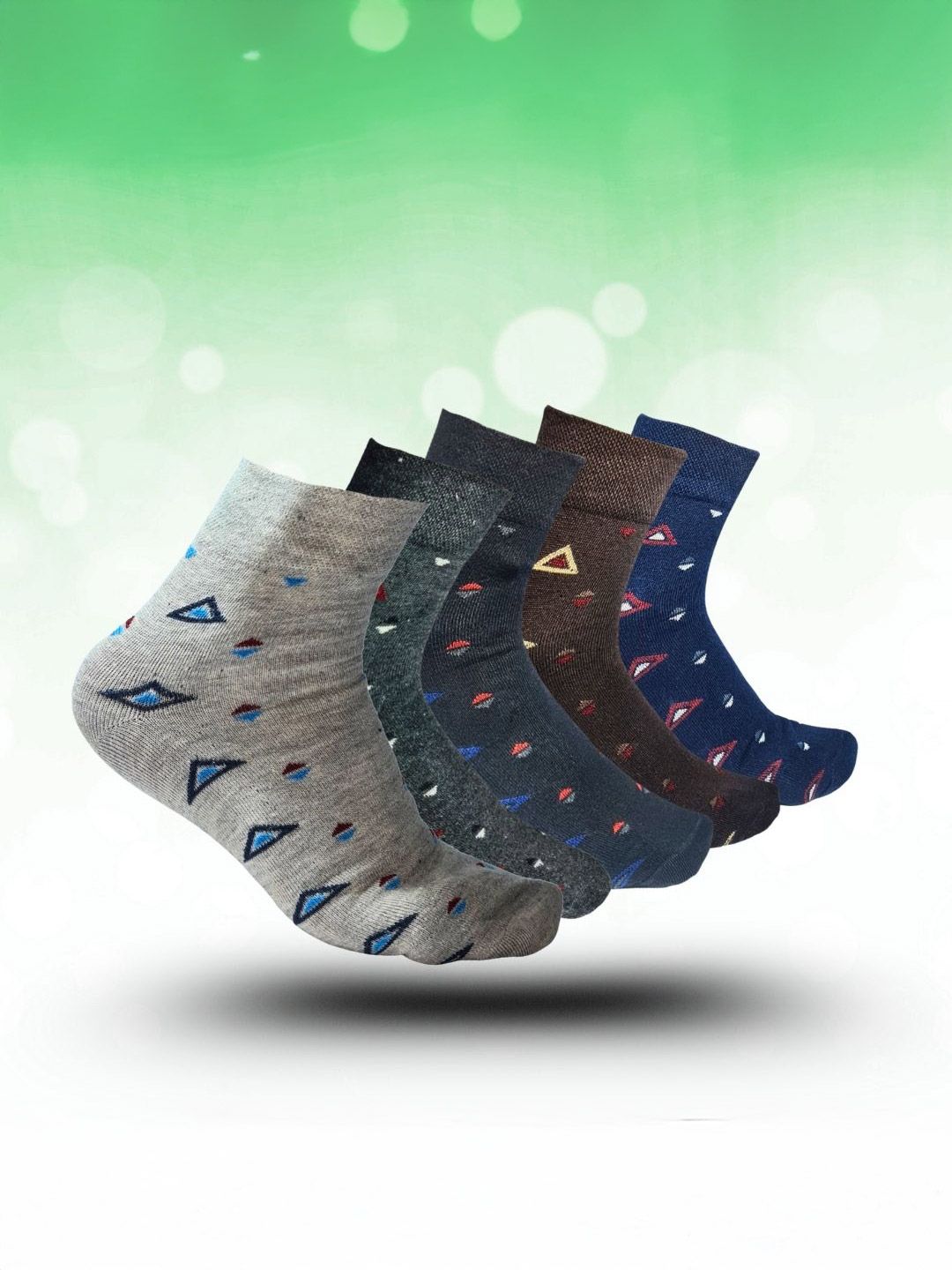 MJE 5-Pcs Patterned Cotton Ankle Length Socks-picture-34